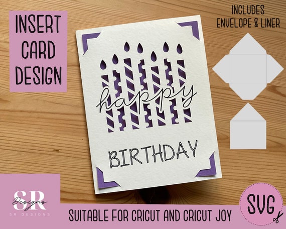 SVG: Birthday Insert Card. Cricut Joy Friendly. Draw and Cut Card