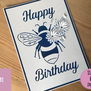 SVG: 3D/ ‘pop up’ bumble bee Birthday card. Bee card. Happy birthday. Pop up card. Pop up butterflies. flower card. Pop up svg. SVG/PNG.