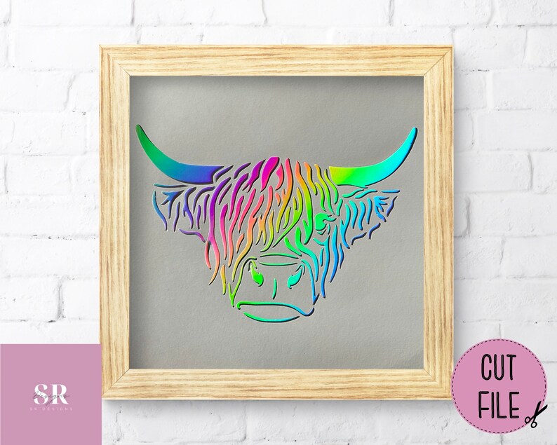 SVG: Highland cow. Highland cow card cut file. Highland cow svg. Vinyl highland cow. image 6