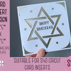 SVG: Hanoukka insérer la carte. Carte d’insertion Cricut S40. Carte de Hanoukka svg. Modèle et enveloppe de carte de Hanoukka. Joyeux Hanoukka.