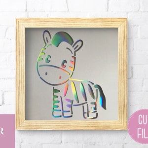 Cute Zebra card cut file. SVG. Zebra SVG. Cute zebra cartoon. Nursery decor.