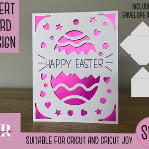 SVG: cartão de inserção de Páscoa. Cricut Joy amigável. Desenhe e corte o design do cartão. Modelo de envelope incluído. Cartão de Páscoa Cricut Joy SVG