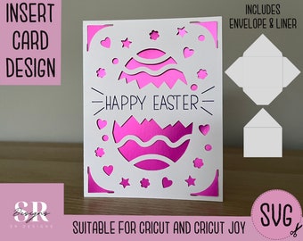 SVG: Easter insert card. Cricut Joy friendly. Draw and cut card design. Envelope template included. Cricut Joy Easter card SVG