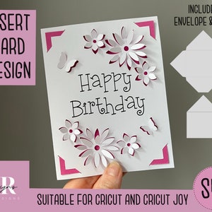 SVG: Birthday insert card. Cricut friendly. Draw and cut card design. Envelope template included. Cricut Joy Birthday card SVG