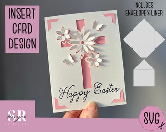 SVG: 3D Easter insert card. Cricut Joy friendly. Draw and cut card design. Envelope template included. Cricut Joy Easter card SVG