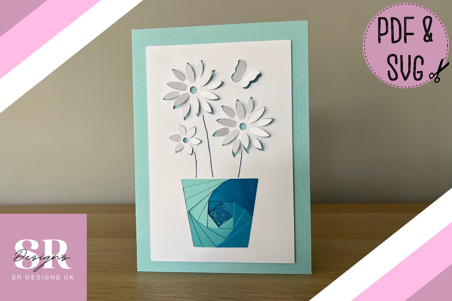 Flower Pot ‘popup’ Iris Folding Pattern Template PDF & SVG. Iris ...