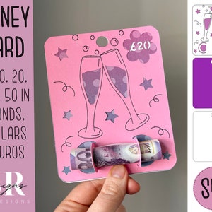 SVG: biglietto di denaro celebrativo. Cricut Joy amichevole. Taglia e disegna la carta. Portavalute svg. Biglietto di compleanno svg. Money card svg.