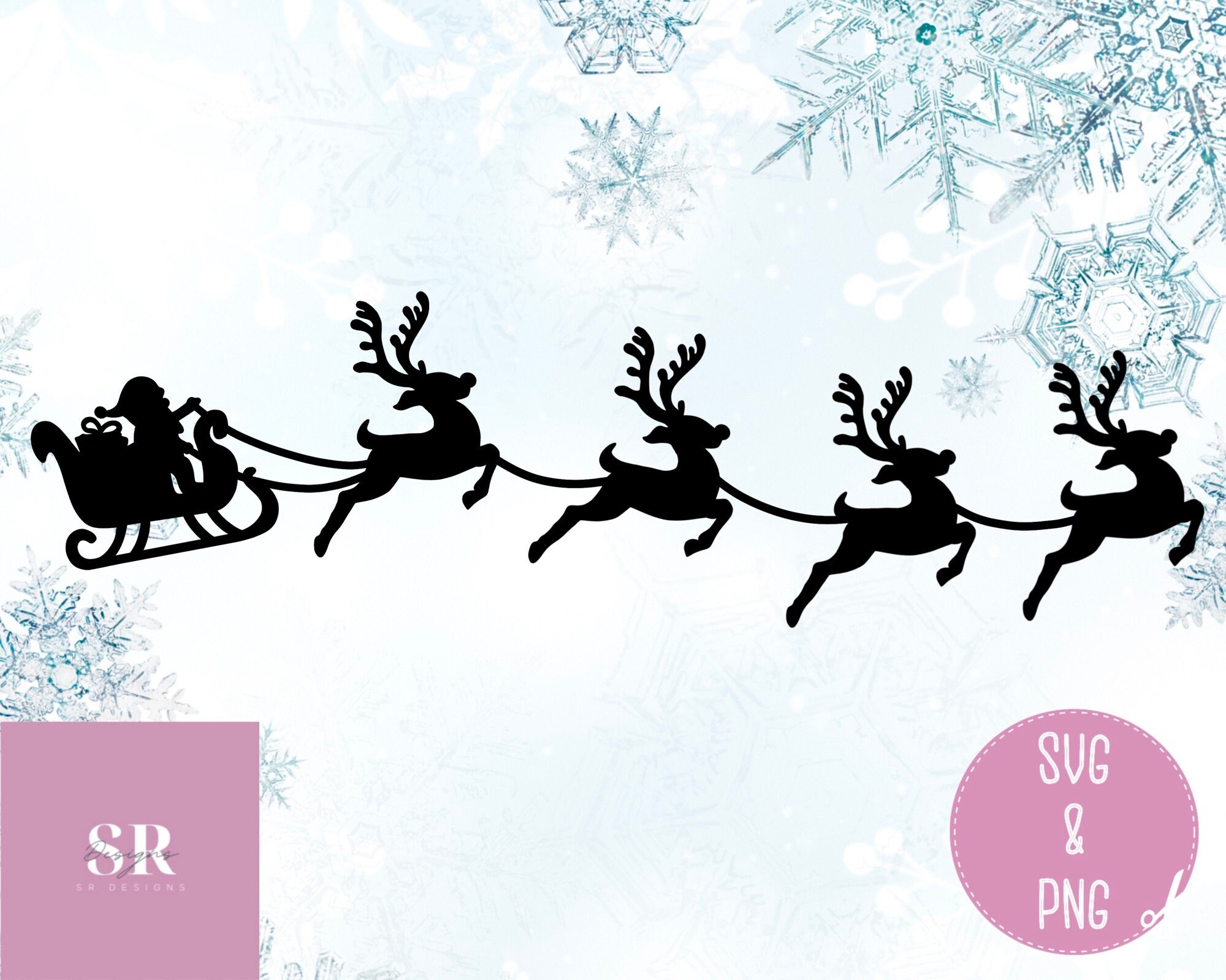 SVG: Santa Sleigh and Reindeer Svg. Christmas Scene Svg. Santa and His ...