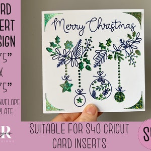 SVG: Cartão de inserção de Natal. Cartão de inserção Cricut S40. Cartão de Natal SVG. Cartão de Natal quadrado. Modelo de cartão de Natal e envelope.