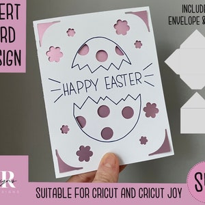 SVG: Easter insert card. Cricut Joy friendly. Draw and cut card design. Envelope template included. Cricut Joy Easter card SVG