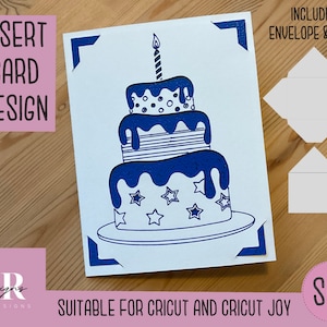 SVG: Birthday insert card. Cricut Joy friendly. Draw and cut card design. Envelope template included. Cricut Joy Birthday card SVG