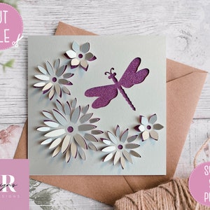 SVG: ‘pop up’/ 3D Floral Dragonfly. Card cutting file. Suitable for deep box frame.