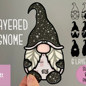 SVG: Layered Gnome cut file. 3D Gonk svg. Layered gnome svg. Christmas Gnome svg. Christmas Gonk svg. Layered Christmas gnome. SVG. PNG.