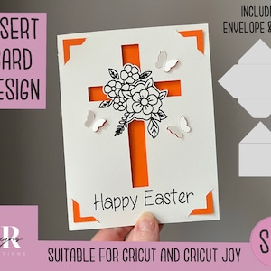 SVG: Carte d’insertion de Pâques. Cricut Joy amical. Dessinez et découpez la conception de cartes. Modèle d’enveloppe inclus. Carte de Pâques Cricut Joy SVG