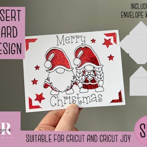 SVG: Kerstkabouter insert kaart. Cricut Vreugde vriendelijk. Teken en knip kaartontwerp. Envelop sjabloon inbegrepen. Cricut Joy Kerstkaart SVG