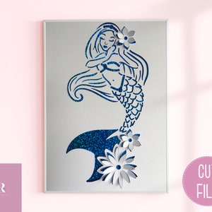 SVG : Sirène 3D. Téléchargement numérique. Découpe de papier. Fichier de coupe de sirène. Pop-ups de fleurs. Sirène svg. Pop up SVG. SVG 3D.