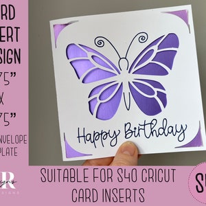 SVG: Einsteckkarte zum Geburtstag. Cricut S40 Einlegekarte. Geburtstagskarte svg. Quadratische Geburtstagskarte. Geburtstagskarte Vorlage und Umschlag.