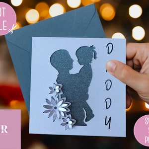 SVG: 3D / 'pop up' descarga digital de la tarjeta del Día del Padre. Papi. Tarjeta del Día del Padre svg. Día del Padre. Tarjeta emergente. Pop up Flores. SVG/PNG
