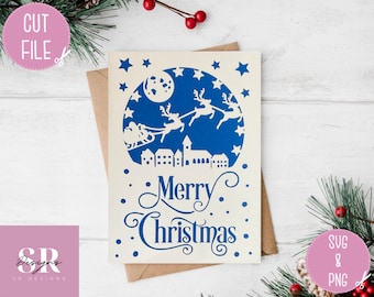 SVG: Weihnachtskarte. Weihnachtskarte svg. Merry Christmas svg. Cricut-Karte svg. Wunsch Weihnachtsschrift. Weihnachtsmotivkarte svg.
