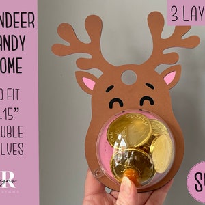 Rentier Candy Dome Svg. Schokoladenhalter svg. Weihnachtlicher Bonbon Halter. Bonbon Halter. Weihnachtlicher Bonbon Halter. Mehrreihiges Weihnachtspapier basteln.