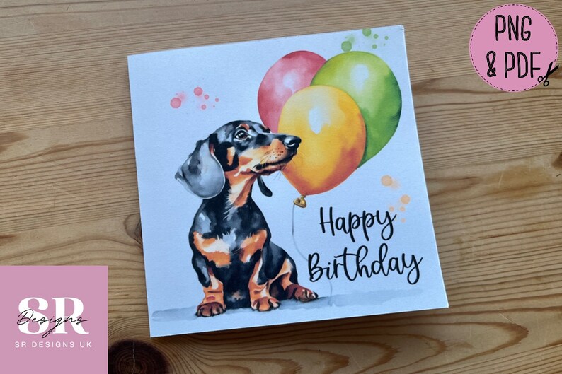 Printable: Dachshund Birthday Card Bundle. Printable Birthday Card ...