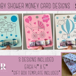 SVG: Pacchetto di carte di denaro per il baby shower. Cricut Joy amichevole. Taglia e disegna il design delle carte. Portavalute svg. Baby shower card svg. Money card svg.