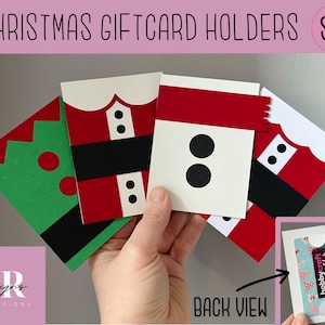 SVG: pacchetto di portamonete natalizie. Porta giftcard di Natale. Cricut Joy amichevole. Portavalute svg. Cartolina di Natale svg. Giftcard svg.