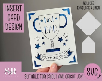 SVG: Fathers day insert card. Cricut Joy friendly. Draw and cut card design. Envelope template included. Cricut Joy Birthday card SVG