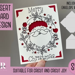 SVG: kerstinsteekkaart. Cricut Joy-vriendelijk. Teken en snij een kaartontwerp. Envelopsjabloon inbegrepen. Cricut Joy kerstkaart SVG