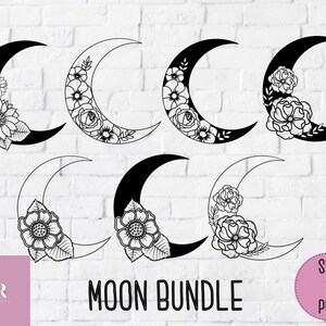SVG: Moon bundle. 7 hand drawn designs. Vinyl cutting. Mystical Svg bundle. Boho svg. SVG & PNG files.