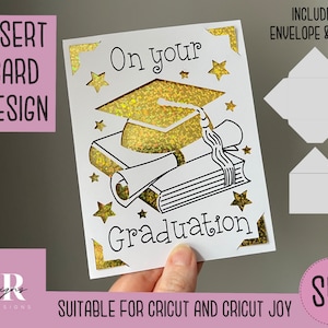 SVG: Abschlusskarte. Cricut Joy freundlich. Gezeichnetes und geschnittenes Kartendesign. Umschlagschablone inklusive. Cricut Joy Abschlusskarte SVG