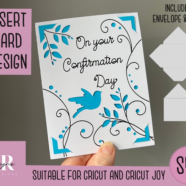 SVG: Confirmation insert card. Cricut Joy friendly. Draw and cut card design. Envelope template included. Cricut Joy confirmation card SVG