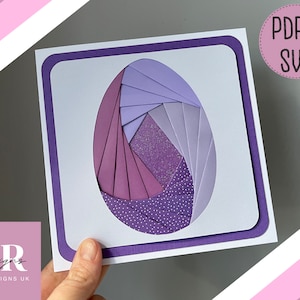 Plantilla de patrón de plegado de Iris de huevo de Pascua PDF y SVG. Patrón de plegado de iris. diseño de tarjeta de huevo de Pascua. Patrón de iris de Pascua. PDF de corte a mano