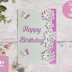 SVG: ‘pop up’/ 3D Birthday card. Celebration. Happy birthday svg. Card svg. Pop up flowers. 3d flowers. Pop up SVG. 3D card svg. Cricut card