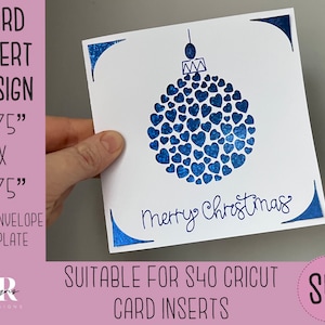 SVG: biglietto da inserto natalizio. Scheda inserto Cricut S40. Cartolina di Natale in formato SVG. Cartolina di Natale quadrata. Modello e busta per cartolina di Natale.