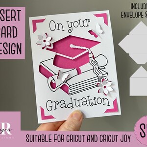 SVG: Abschlusskarte. Cricut Joy freundlich. Gezeichnetes und geschnittenes Kartendesign. Umschlagschablone inklusive. Cricut Joy Abschlusskarte SVG