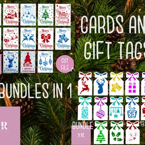 SVG: Kerstkaart en cadeaulabel Bundel. Kerst svg. Kerstkaart svg. Papier snijden. Kerstkaart svg bundel. Cadeaulabel svg. 3D SVG.