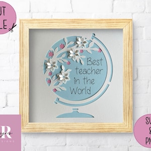 SVG: ‘pop up’/ 3D Best Teacher. Digital download. Paper cutting. Teacher appreciation card. Floral pop ups. Pop up SVG. 3D SVG.