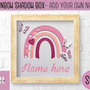 SVG: 3D Rainbow shadow box. Personalise. Digital download. Paper cutting. Layered card craft. Rainbow svg. rainbow shadow box svg.