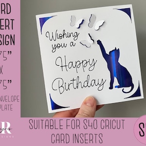 SVG: 3D Birthday insert card. Cricut S40 insert card. Birthday card svg. Square birthday card. Birthday card template and envelope.