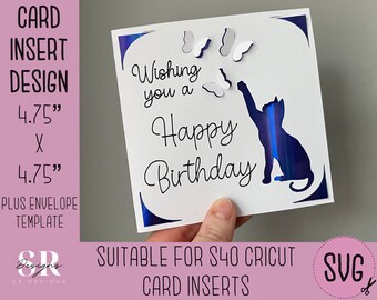 SVG: 3D Birthday insert card. Cricut S40 insert card. Birthday card svg. Square birthday card. Birthday card template and envelope.