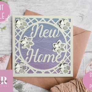 SVG: Neue Home-Karte. Digitaler Download. Scherenschnitt. Neue Heimkarte svg. Home sweet home svg. Florale Pop Ups. Pop up svg.