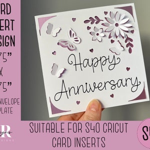 SVG: 3D Anniversary insert kaart. Cricut S40 insteekkaart. jubileumkaart svg. Vierkante jubileumkaart. jubileumkaart sjabloon