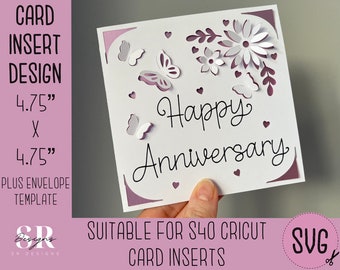 SVG: 3D Anniversary insert card. Cricut S40 insert card. anniversary card svg. Square anniversary card. anniversary card template