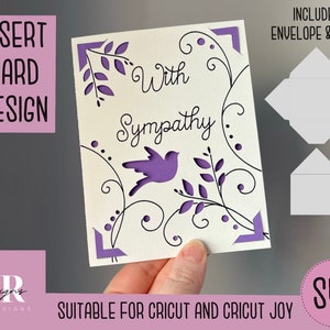 SVG: met insteekkaart. Cricut Joy-vriendelijk. Teken en snij een kaartontwerp. Envelopsjabloon inbegrepen. Cricut Joy condoleancekaart SVG