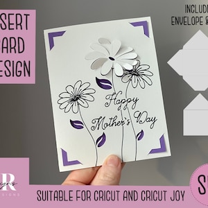 SVG: Moederdag insteekkaart. Cricut Vreugde vriendelijk. Teken en knip kaartontwerp. Envelop sjabloon inbegrepen. Cricut Joy Moederdag kaart SVG