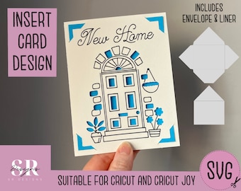 SVG: New home insert card. Cricut Joy friendly. Draw and cut card design. Envelope template included. Cricut Joy new home card SVG