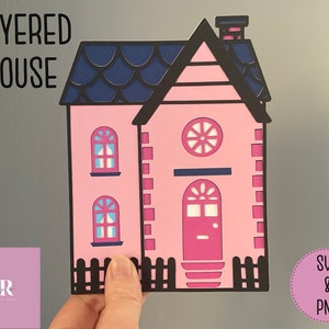 SVG: 3D layered House. Paper cutting. Layered svg. House svg. Layered house svg. 3D SVG. 3D House svg. Christmas village svg.