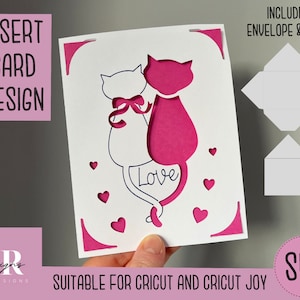 SVG: Valentijnsdag insteekkaart. Cricut Joy vriendelijk. Teken en knip kaartontwerp. Envelop sjabloon inbegrepen. Cricut Joy valentijnskaart SVG
