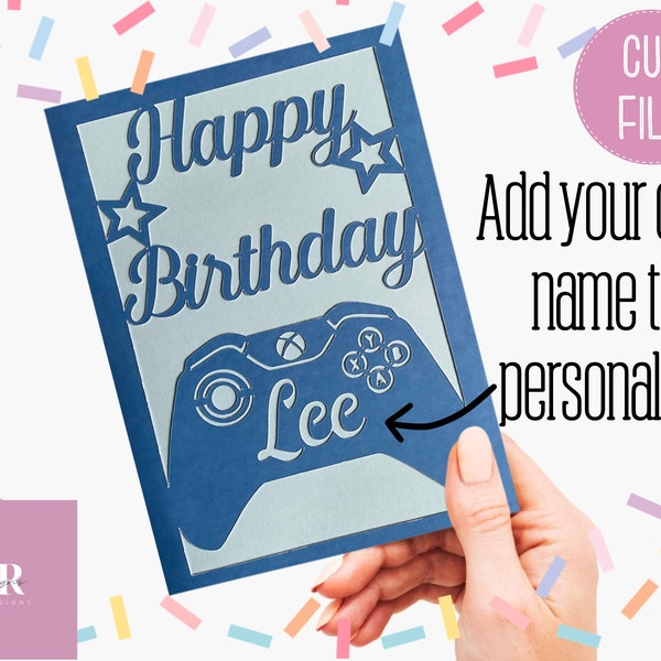 SVG: Boy’s Gamer personalised Birthday card. Boys card. Happy birthday. Gamer birthday card svg. Boys birthday card. SVG/PNG.